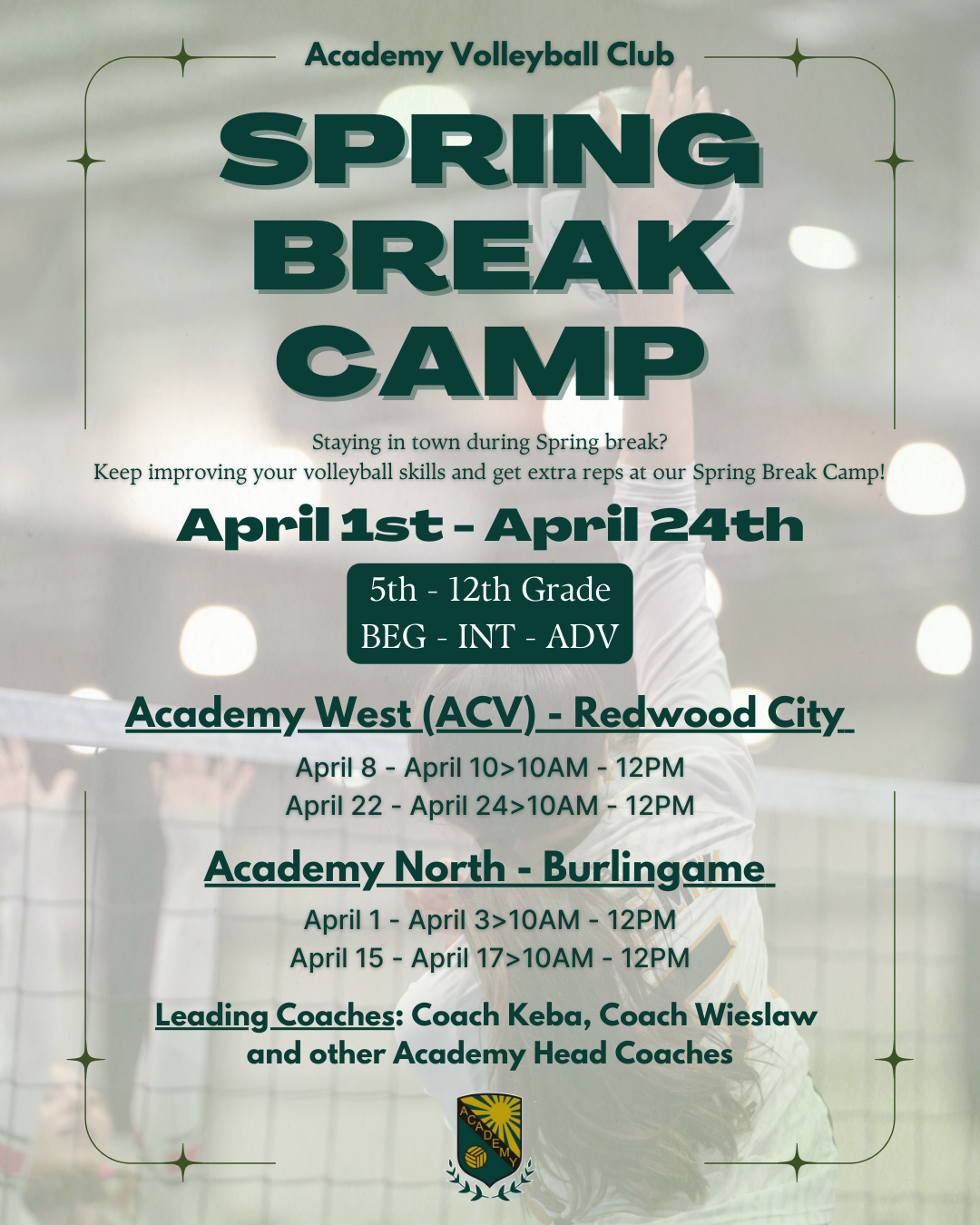 Spring Break Camp - Academy Volleyball